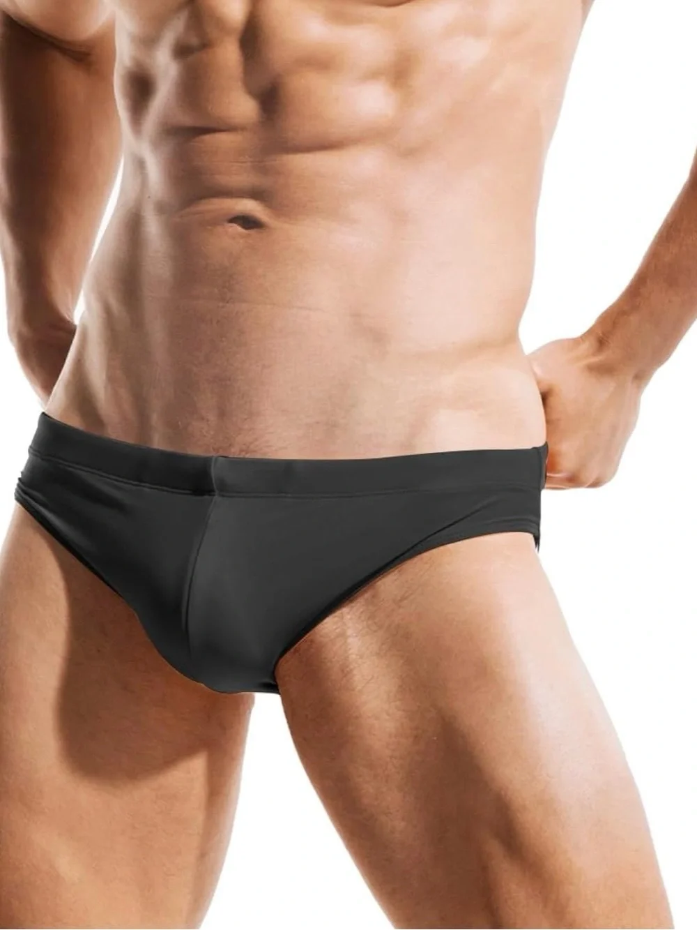 Men's Charcoal Swim Briefs - Classic Low-Rise